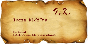 Incze Klára névjegykártya